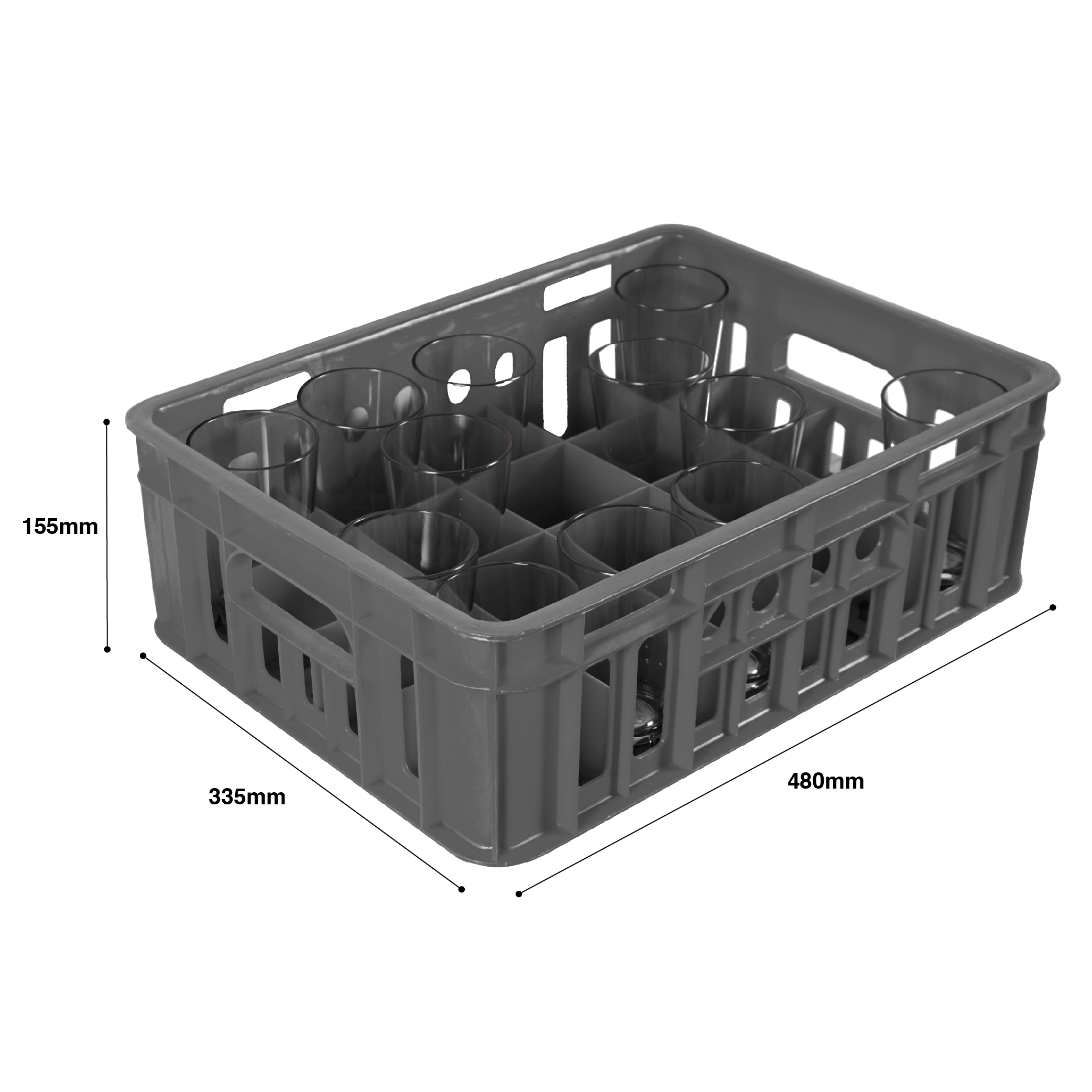 Plastic Glass Crate Grey