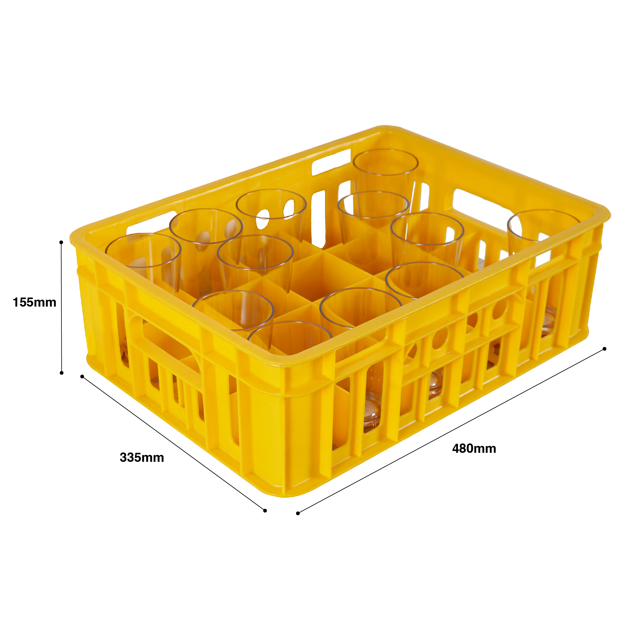 Plastic Glass Crate Yellow