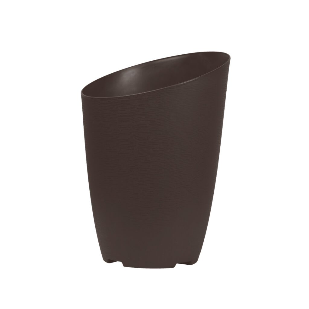 round oval flower pot brown color