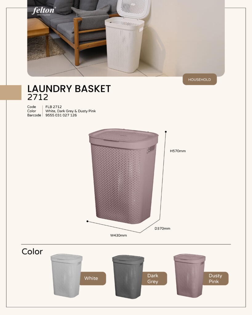 Laundry Basket 2712 https://felton.com.my/product/laundry-basket-2712/ Felton Malaysia