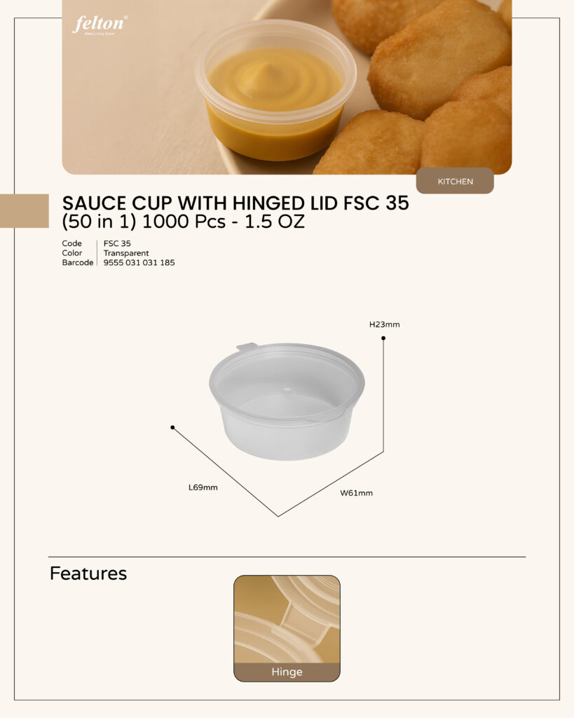1.5 OZ – Sauce Cup With Hinged Lid | FSC 35 https://felton.com.my/product-category/transparent-disposable-container/round/ Felton Malaysia