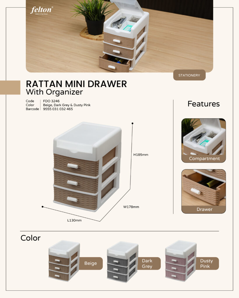 Rattan Mini Drawer with Organizer https://felton.com.my/store/ Felton Malaysia