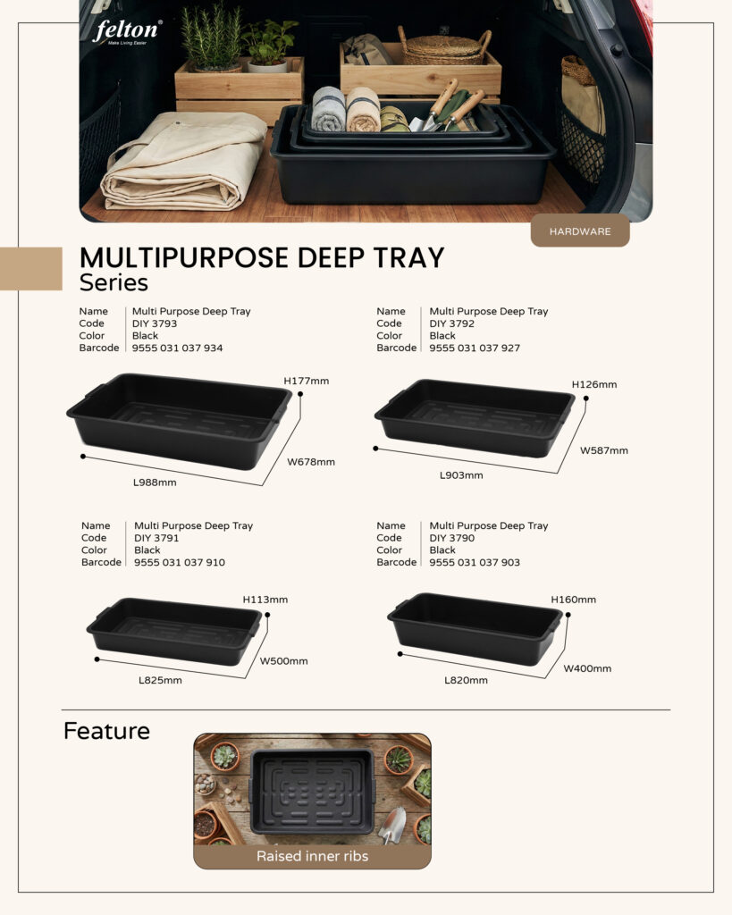 Multipurpose Deep Tray https://felton.com.my/product/multipurpose-deep-tray/ Felton Malaysia