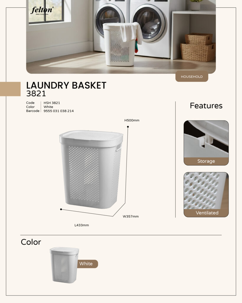 Laundry Basket 3821 https://felton.com.my/product/laundry-basket-3821/ Felton Malaysia